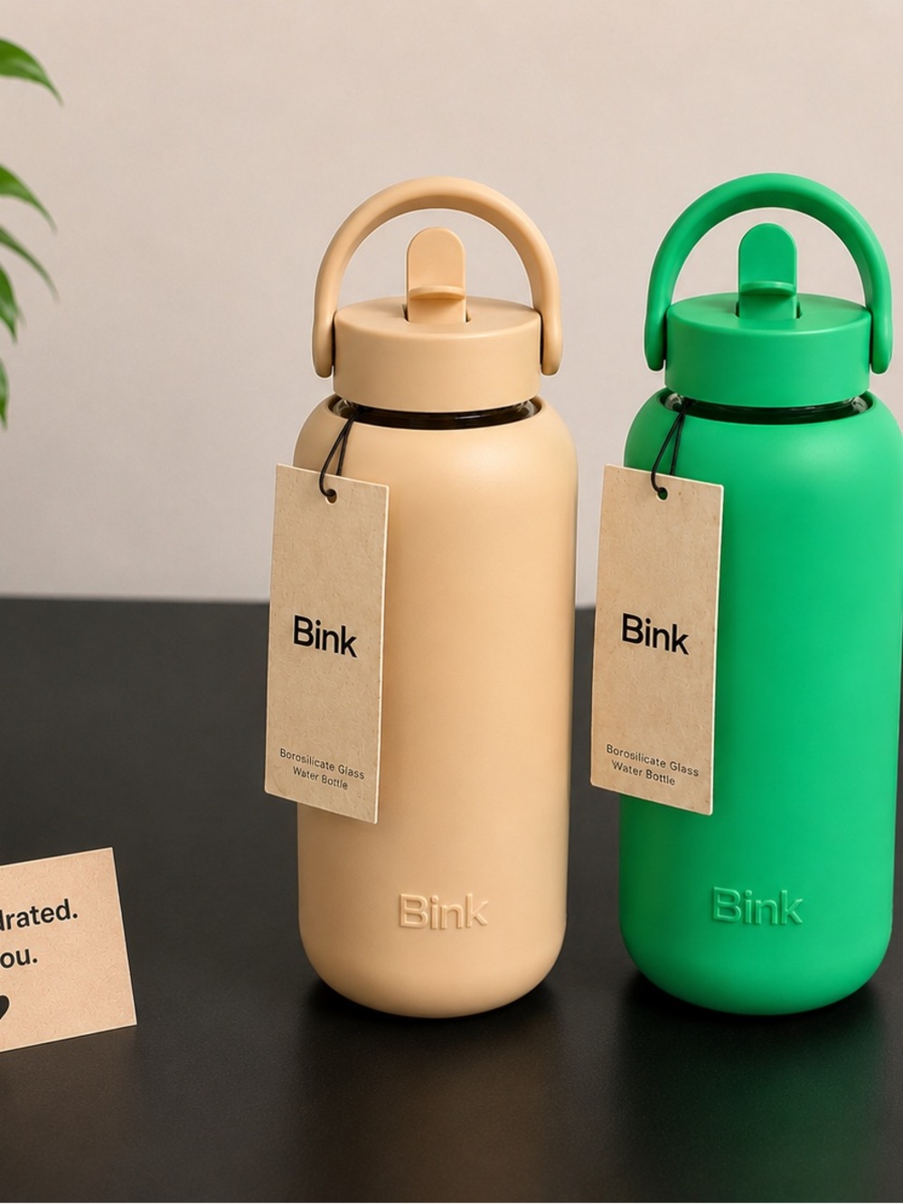 27 oz Bink Beige Borosilicate Glass Water Bottle - Beige